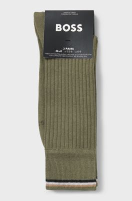 Two-pack of regular-length cotton-blend socks, Green
