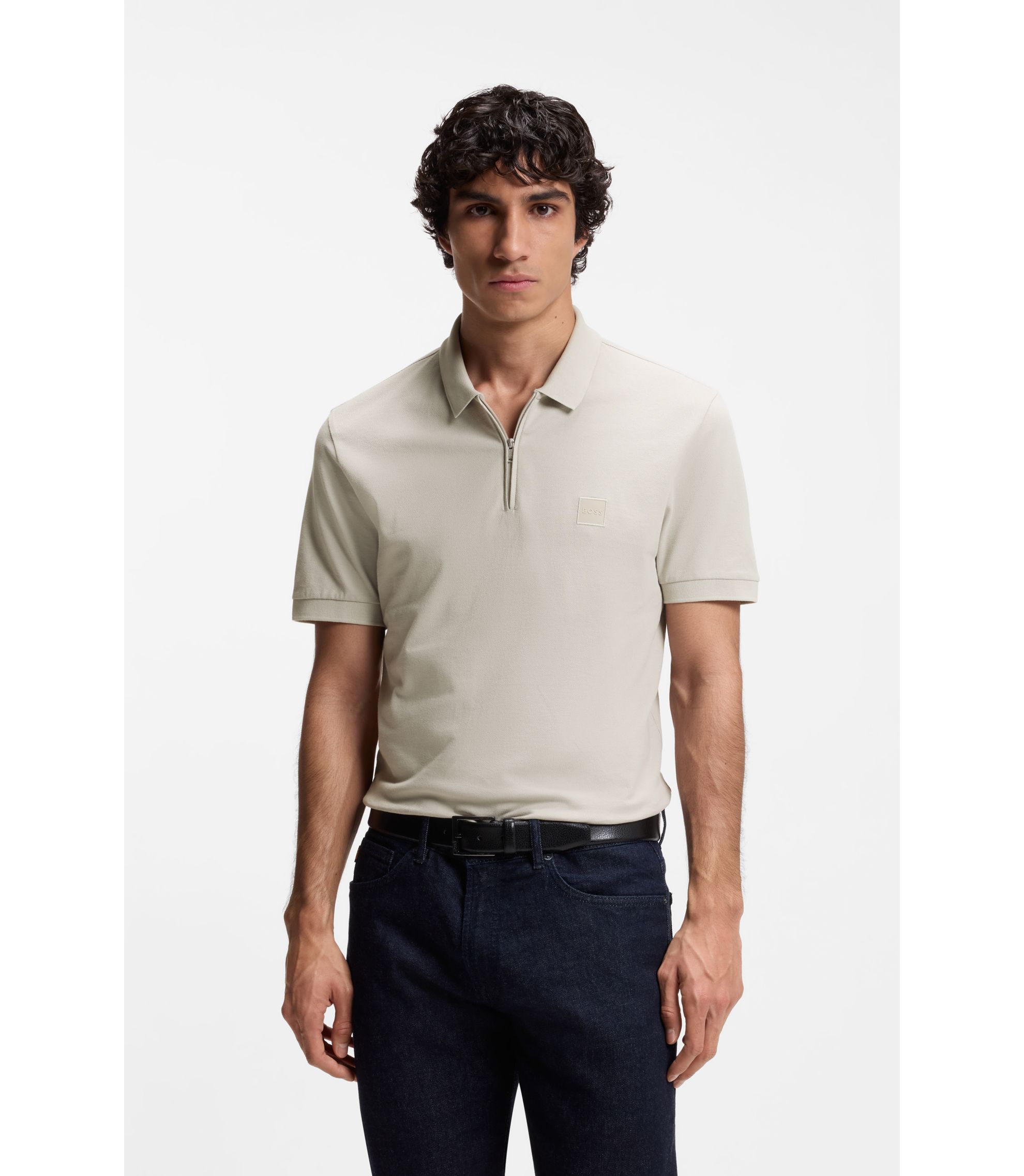 Slim-Fit Poloshirt aus Stretch-Baumwolle mit Logo-Aufnäher