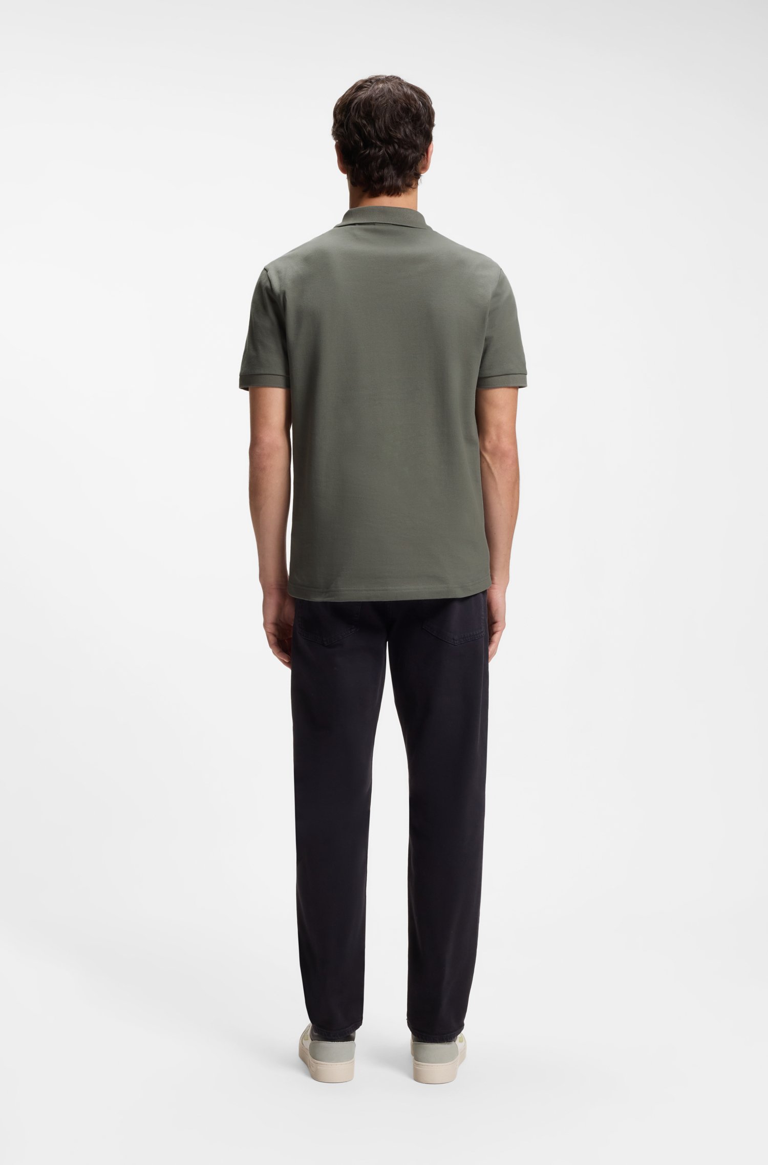Boss Stretch-cotton slim-fit polo shirt with logo patch pikéer herr – bild 3