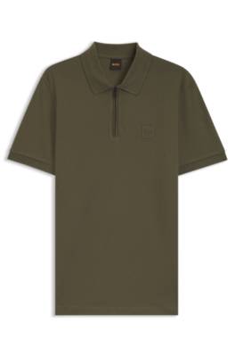 Stretch-cotton slim-fit polo shirt with logo patch 1