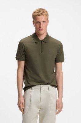Stretch-cotton slim-fit polo shirt with logo patch