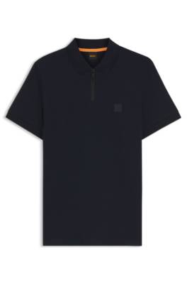 Stretch-cotton slim-fit polo shirt with logo patch 1