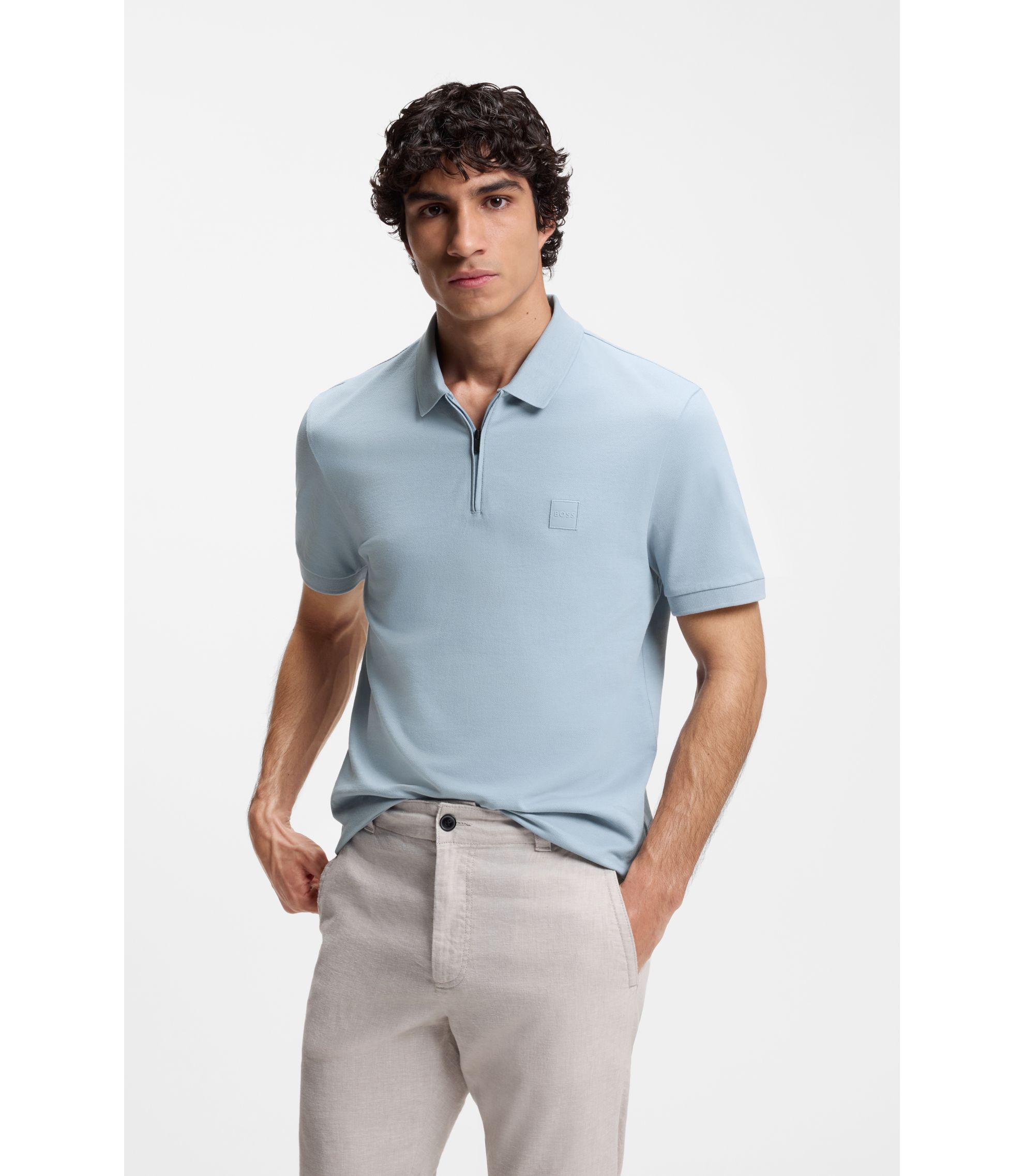 Slim-Fit Poloshirt aus Stretch-Baumwolle mit Logo-Aufnäher