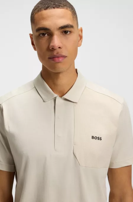 Paddy polo shirt with hopsack panelling