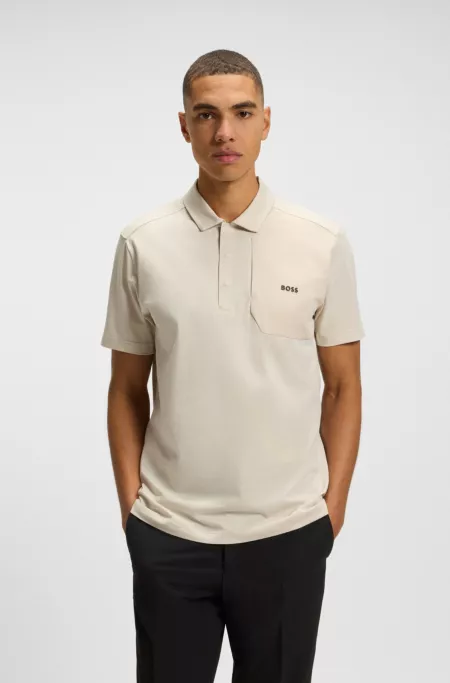 Paddy polo shirt with hopsack panelling