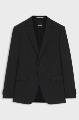 Slim-fit suit jacket in virgin wool, Black