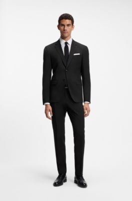 Slim-fit colbert van scheerwol, Zwart