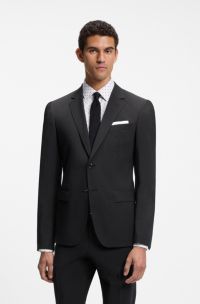 Slim-fit suit jacket in virgin wool, Black