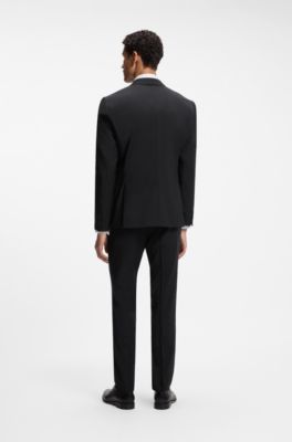 Slim-fit colbert van scheerwol, Zwart