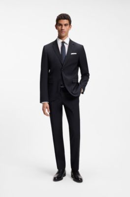 Slim-fit suit jacket in virgin wool, Dark Blue