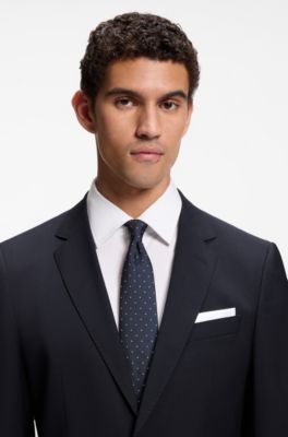 Slim-fit suit jacket in virgin wool, Dark Blue