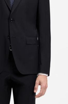 Slim-fit suit jacket in virgin wool, Dark Blue