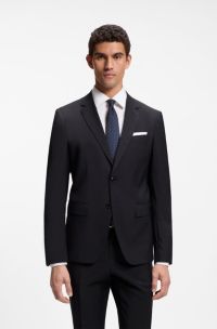 Slim-fit suit jacket in virgin wool, Dark Blue