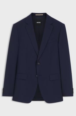 Slim-fit suit jacket in virgin wool, Blue