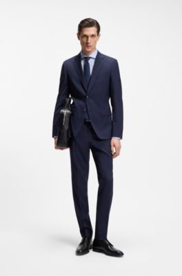 Slim-fit suit jacket in virgin wool, Blue