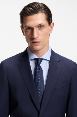 Slim-fit suit jacket in virgin wool, Blue