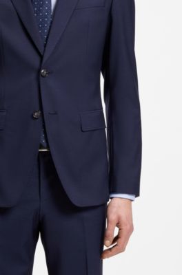 Slim-fit suit jacket in virgin wool, Blue