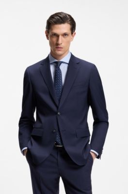 Slim-fit suit jacket in virgin wool, Blue