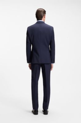 Slim-fit suit jacket in virgin wool, Blue