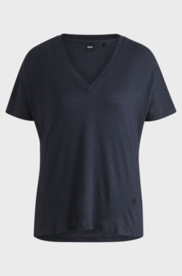 V-neck T-shirt with Double B monogram, Dark Blue
