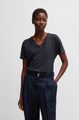 V-neck T-shirt with Double B monogram, Dark Blue