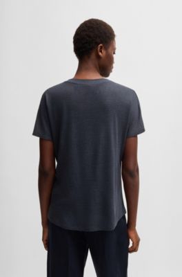 T-shirt &agrave; col&nbsp;V et monogramme Double&nbsp;B, Bleu fonc&eacute;