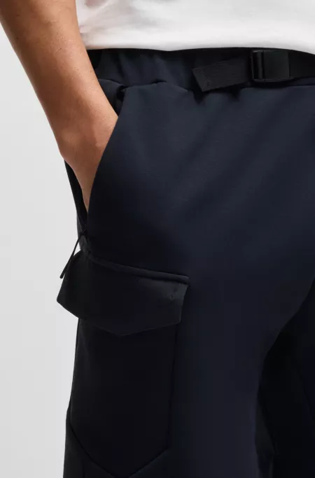 Super-stretch shorts with hopsack panelling