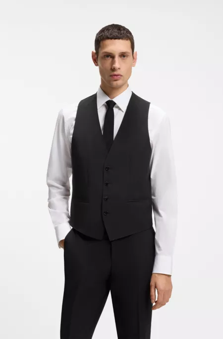 Gilet Slim en laine vierge à motif logo