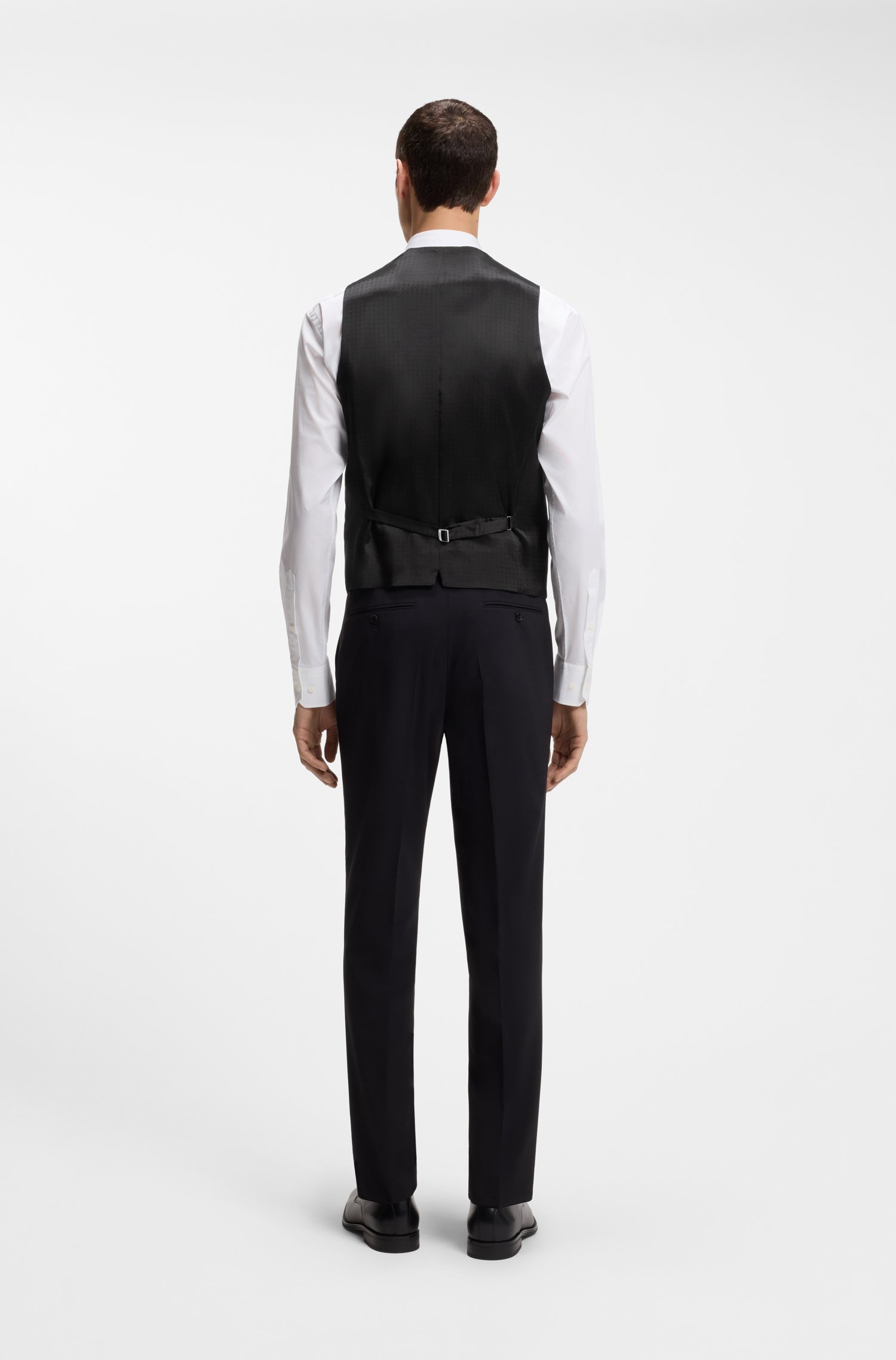 Boss Slim-fit waistcoat in virgin wool with logo pattern västar herr – bild 2