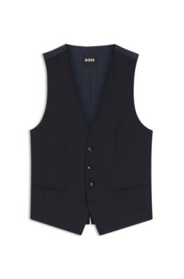 Slim-fit waistcoat in virgin wool with logo pattern 1