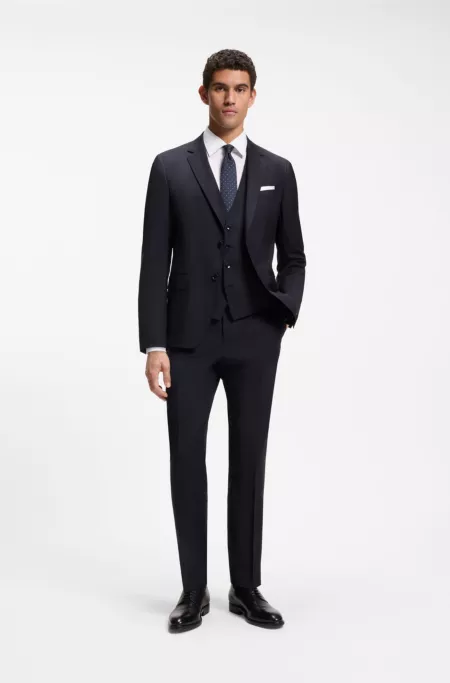 Chaleco slim fit de lana virgen con estampado de logos