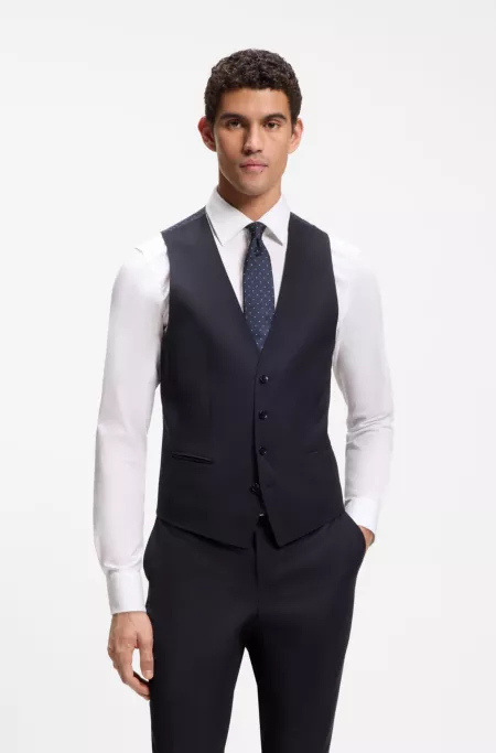 Chaleco slim fit de lana virgen con estampado de logos