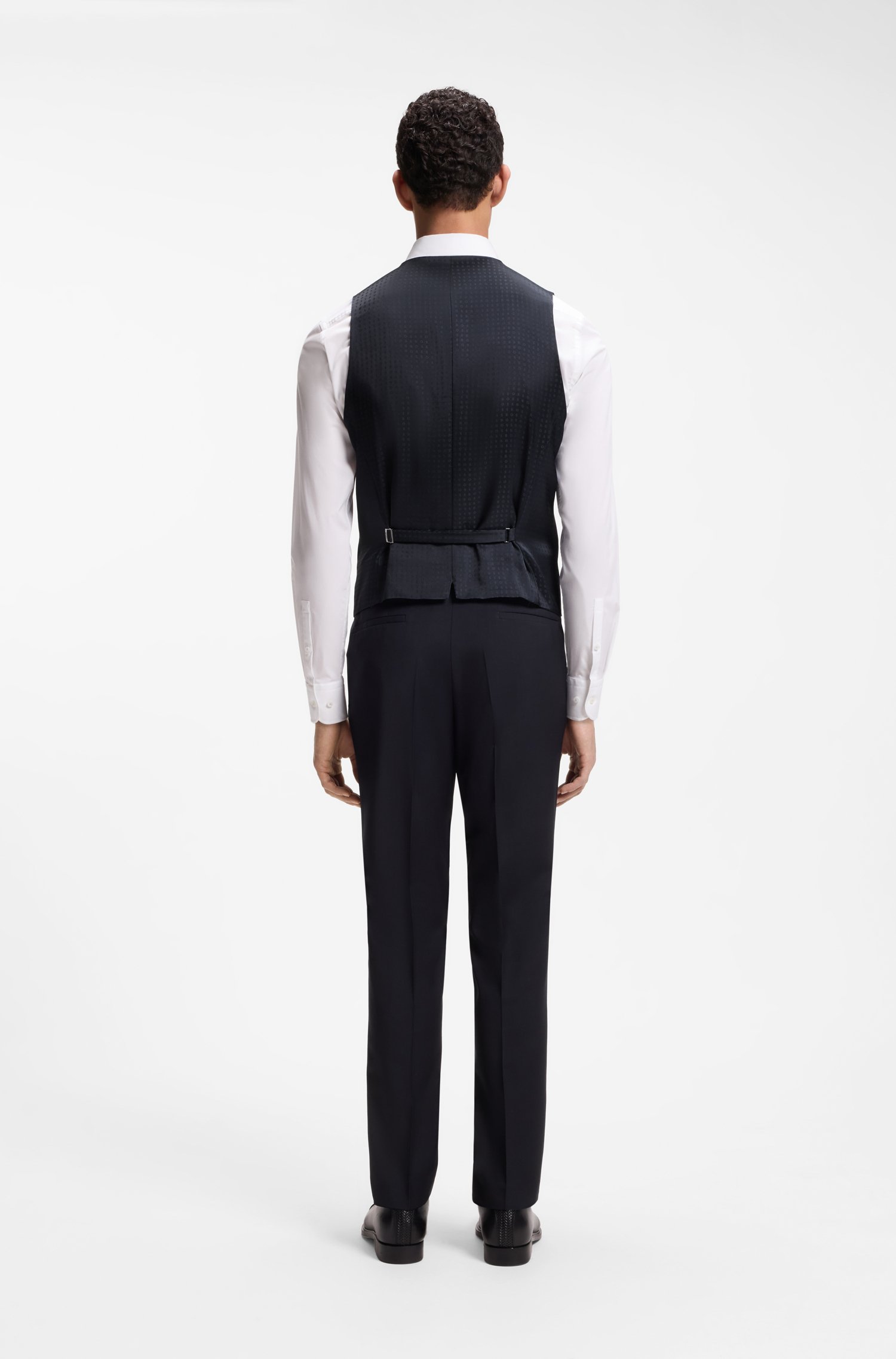 Boss Slim-fit waistcoat in virgin wool with logo pattern västar herr – bild 2