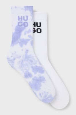 Two-pack of ribbed short socks with stacked logos, Light Purple