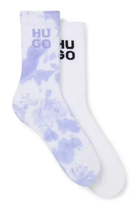 Two-pack of ribbed short socks with stacked logos