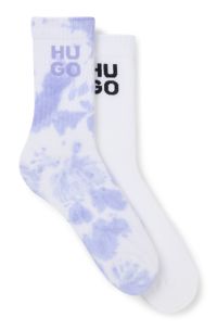 Two-pack of ribbed short socks with stacked logos, Light Purple