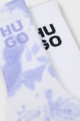 Two-pack of ribbed short socks with stacked logos, Light Purple