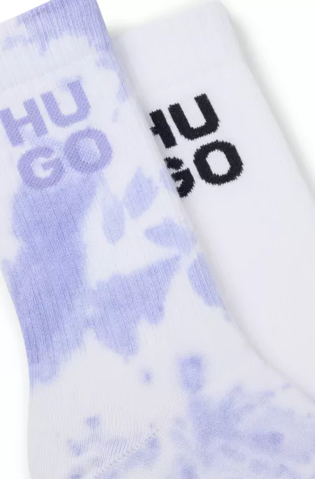 Two-pack of ribbed short socks with stacked logos