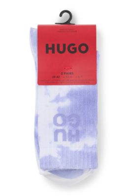 Two-pack of ribbed short socks with stacked logos, Light Purple
