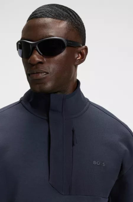 Super-stretch sweatshirt with stormflap detail