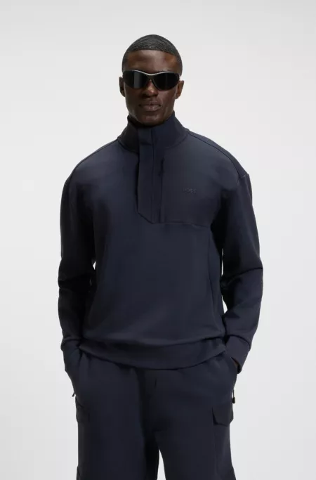 Super-stretch sweatshirt with stormflap detail