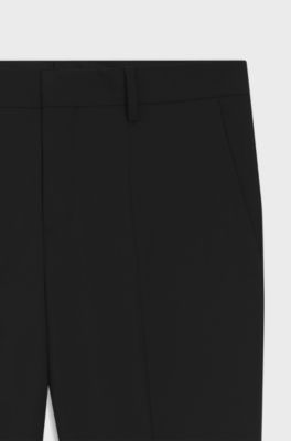 Slim-fit trousers in patterned virgin wool, Black