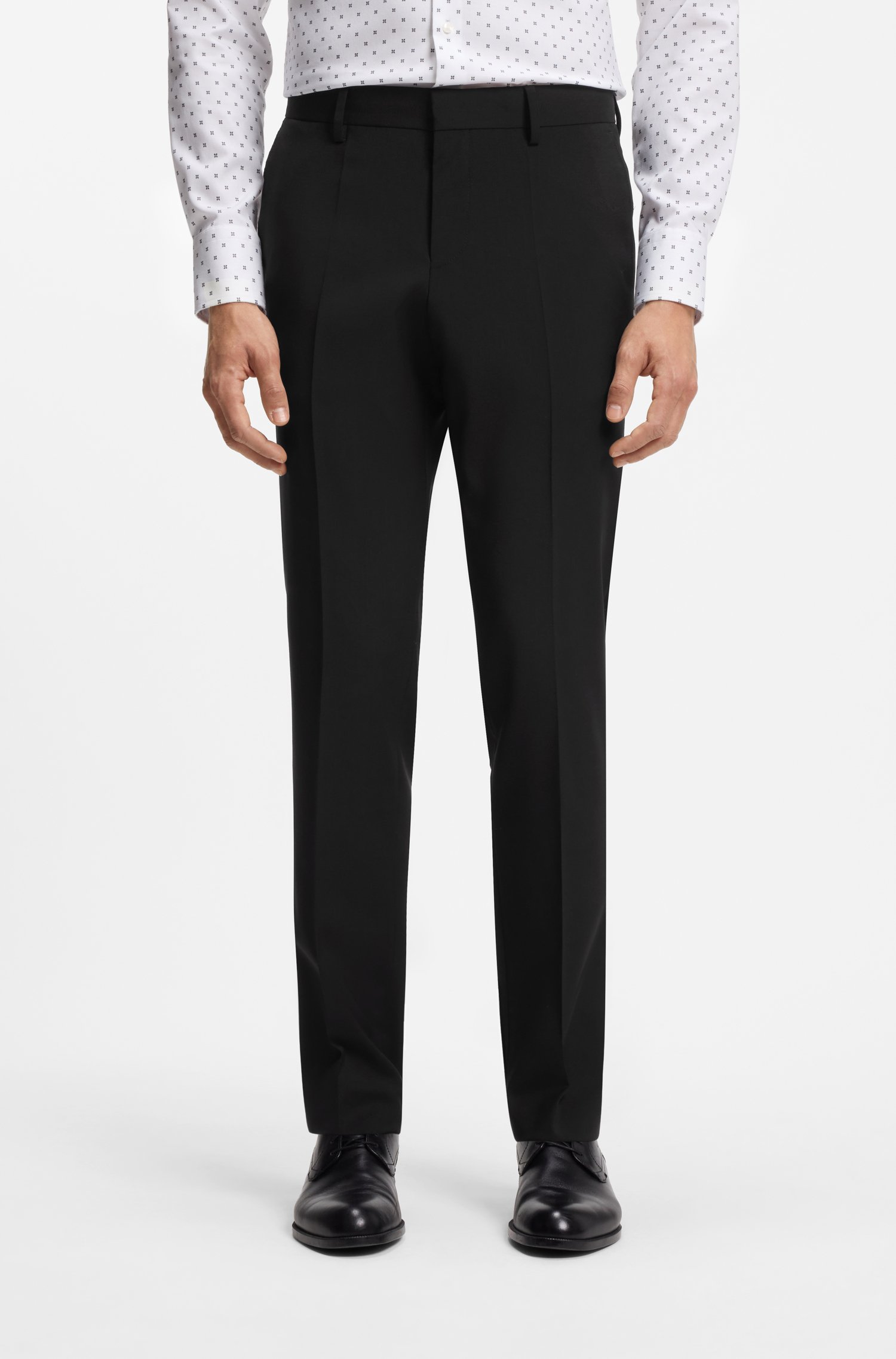 Boss Slim-fit trousers in patterned virgin wool byxor herr