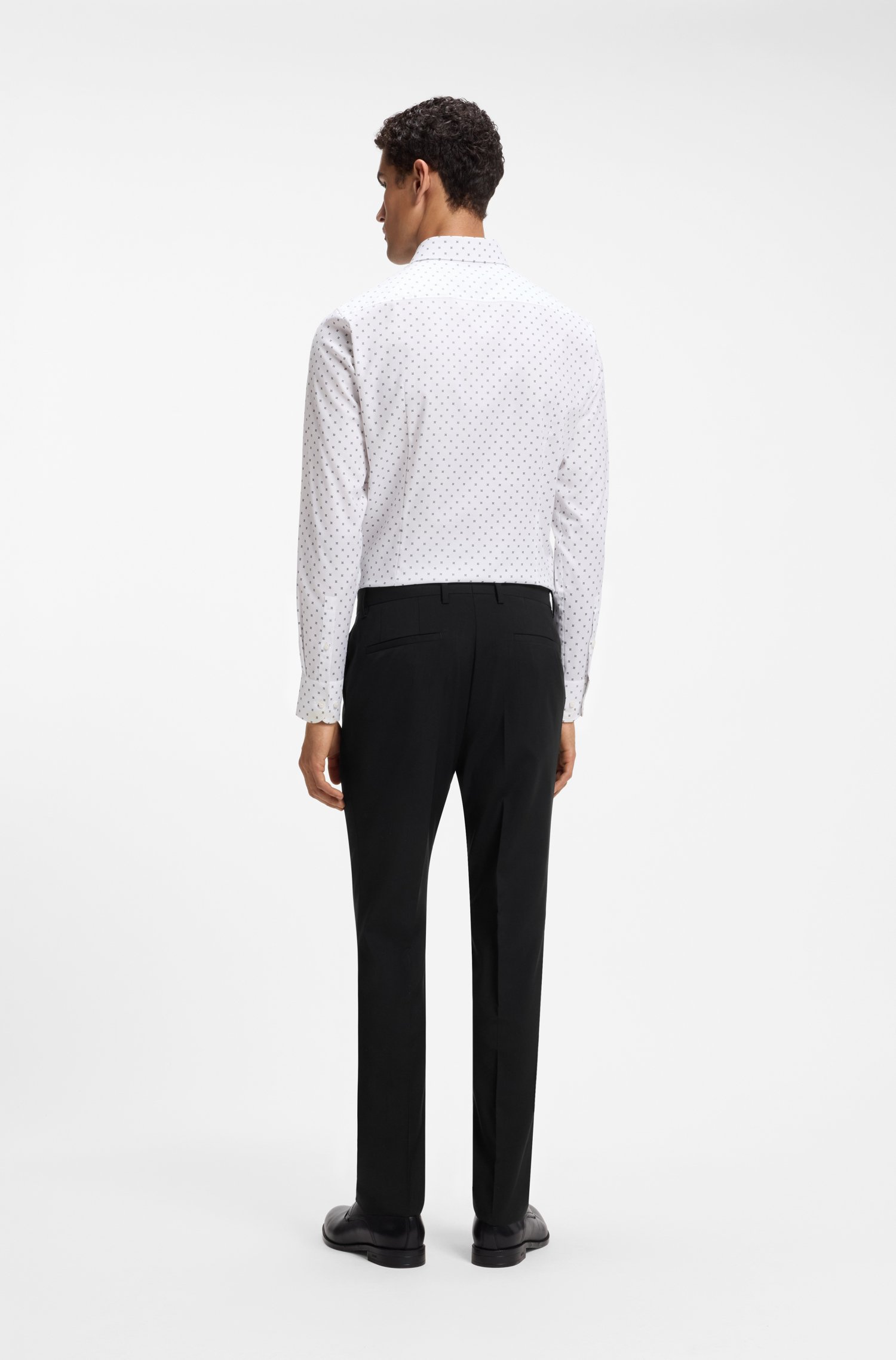 Boss Slim-fit trousers in patterned virgin wool byxor herr – bild 2