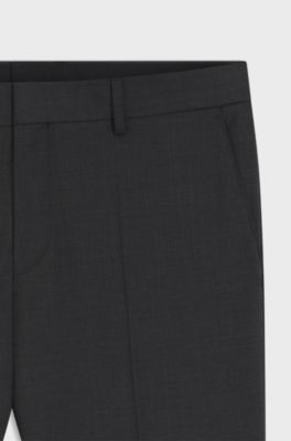 Slim-fit trousers in patterned virgin wool, Dark Grey