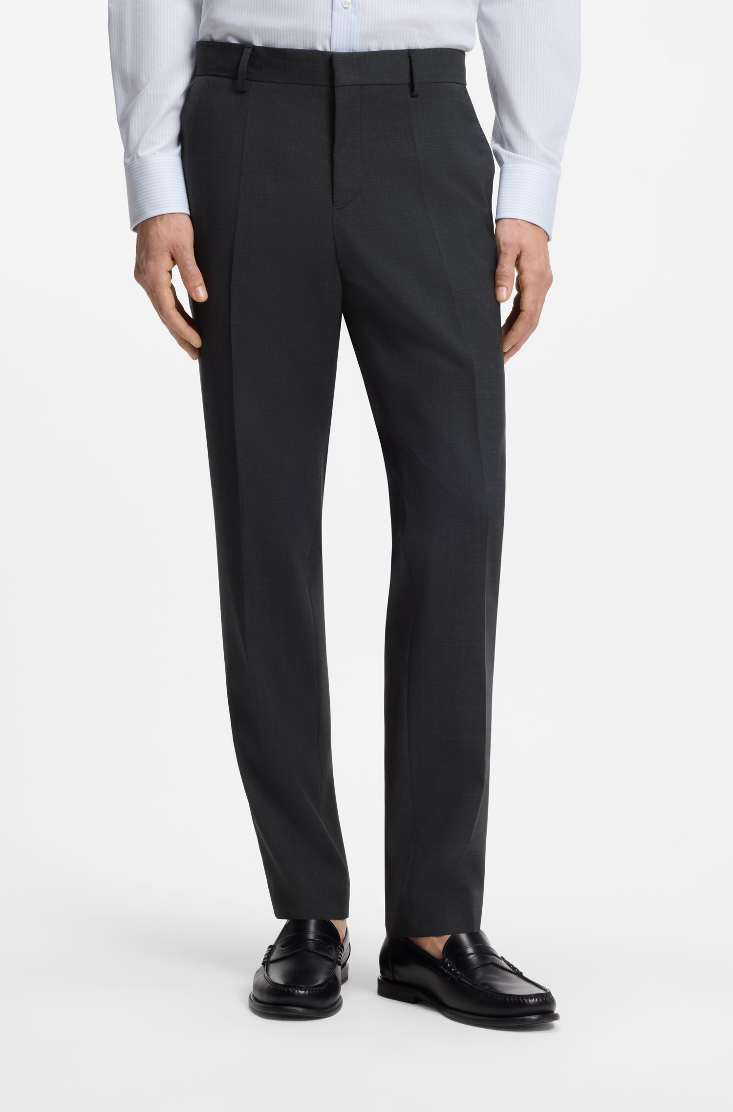 Boss Slim-fit trousers in patterned virgin wool byxor herr