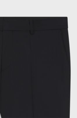 Slim-fit trousers in patterned virgin wool, Dark Blue