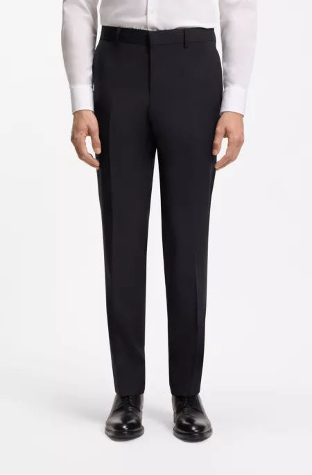 Pantalón slim fit en lana nueva con dibujo