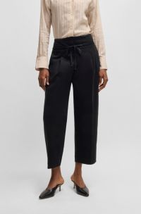 Pantalones de pernera cónica de algodón elástico cepillado, Negro