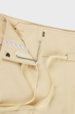 Tapered-leg trousers in brushed stretch cotton, Light Beige